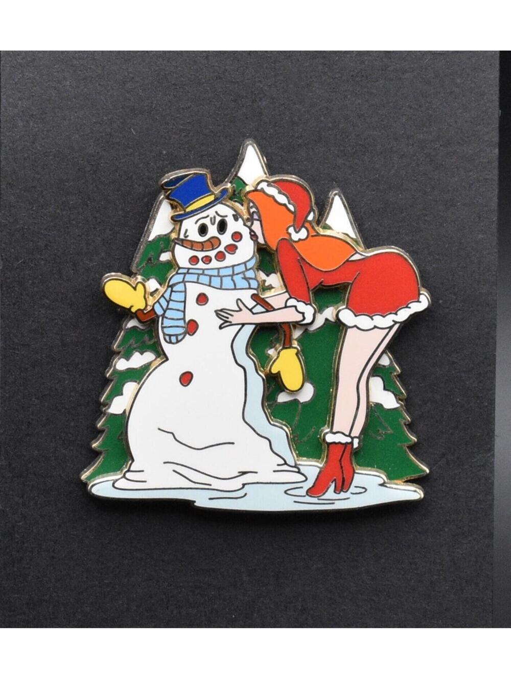 Disney Jessica Rabbit Kissing Melting Snowman Christmas Holiday Snow Pin (C5)